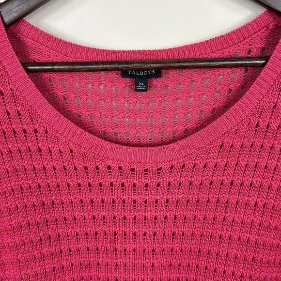 Talbots Open Weave Pink Tunic Sweater XL Cotton‎ Cruise Vacation Layer - Picture 3 of 9
